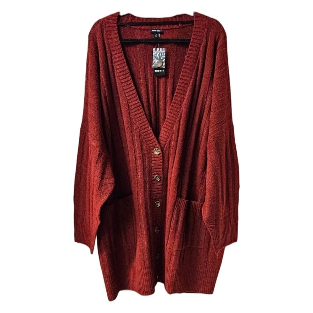 TORRID 4X Cashmere Vegan boyfriend cardigan v- neck sweater super soft NWT - Picture 1 of 15